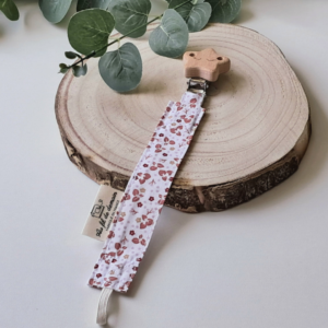 Attache-Tétine Bébé en Coton Bio et Bois Naturel 