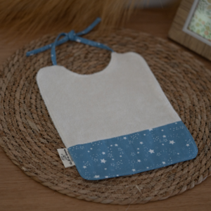 Bavoir Bébé Bleu en Coton Bio « Ciel Étoilé »