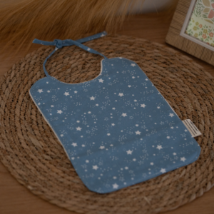 Bavoir Bébé Bleu en Coton Bio « Ciel Étoilé »