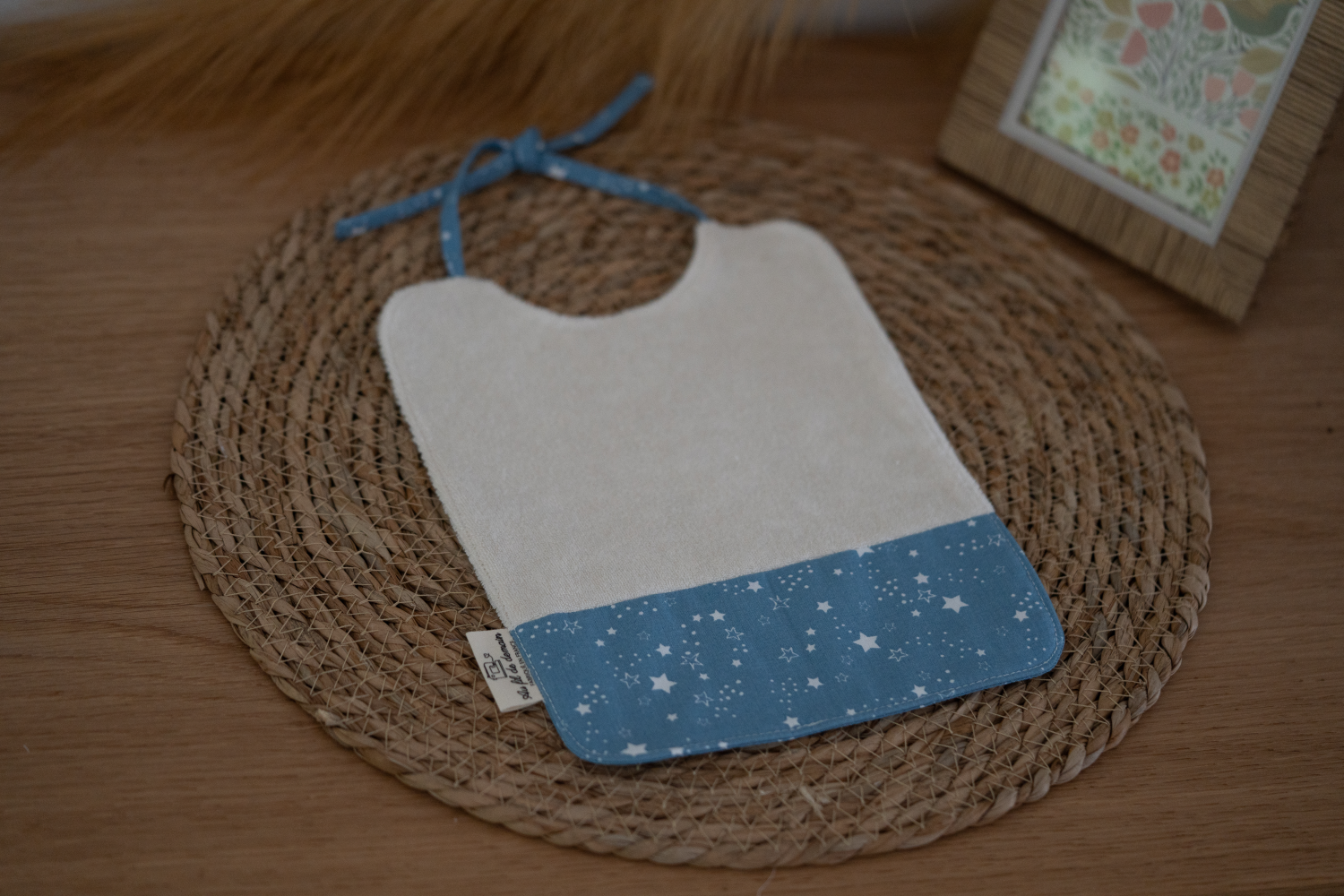 Bavoir Bébé Bleu en Coton Bio « Ciel Étoilé »