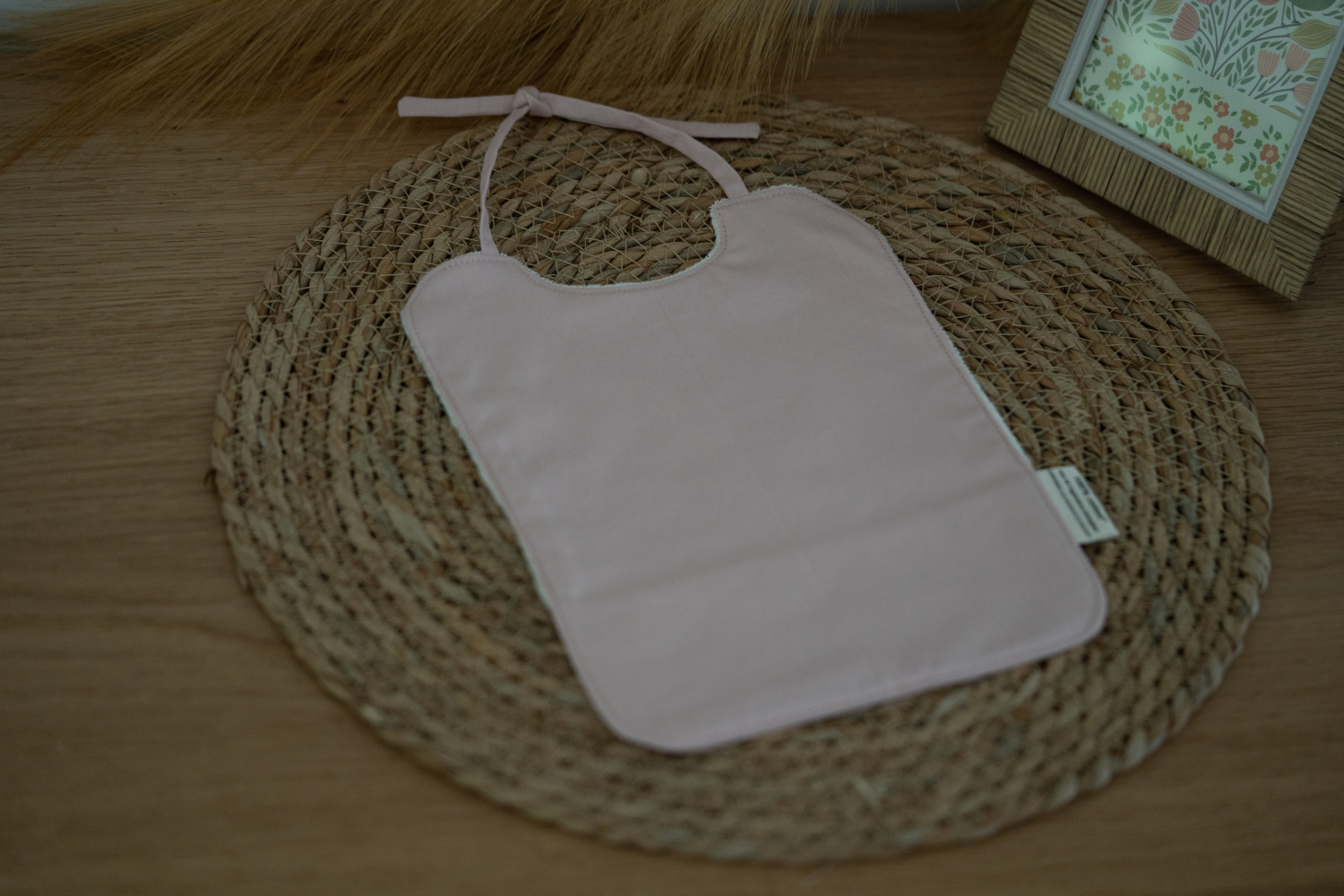 Bavoir Bébé en Coton Bio « Rose poudré » – Image 2